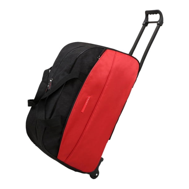 Bolsa de lona con ruedas, equipaje de mano, ideal para viajes de negocios, actividades al aire libre o playa. Rojo