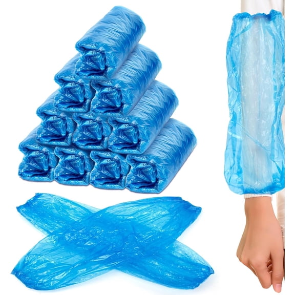 100 Pcs Disposable Plastic Arm Sleeves Covers, Waterproof Oilproof Sleeve Protectors for Painting, Cleaning, Repairing, Tattooing & Cooking