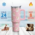 thumbnail image 4 of 40oz Stainless Steel Tumbler with Handle & Straw - Insulated Double-Wall Cup for Hot & Cold Drinks, Pastel Christmas Santa Claus Design, Cute Holiday Gift for Women, Girls (1-Pack), 4 of 6