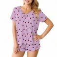 thumbnail image 2 of FAHXNVB Womens Pajama Sets 2 Piece Short Sleeve Lounge Set Cherry Print Soft V Nek Sleepwear Tops and Shorts Pjs Set S-XXL, 2 of 7