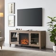 thumbnail image 2 of Evelyn&Zoe Quincy Rectangular TV Stand with Log Fireplace for TV's up to 65", Antiqued Gray Oak, 2 of 13