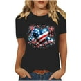 thumbnail image 2 of Cavosen Patriotic Shirts for Women Petite Patriotic Short Sleeve Crew Neck Tops USA Flag Print T Shirts Lady XL Independence Day Casual Tops Funny 4th of July Tunic Tees 2025 Summer Patriotic Clothes, 2 of 8