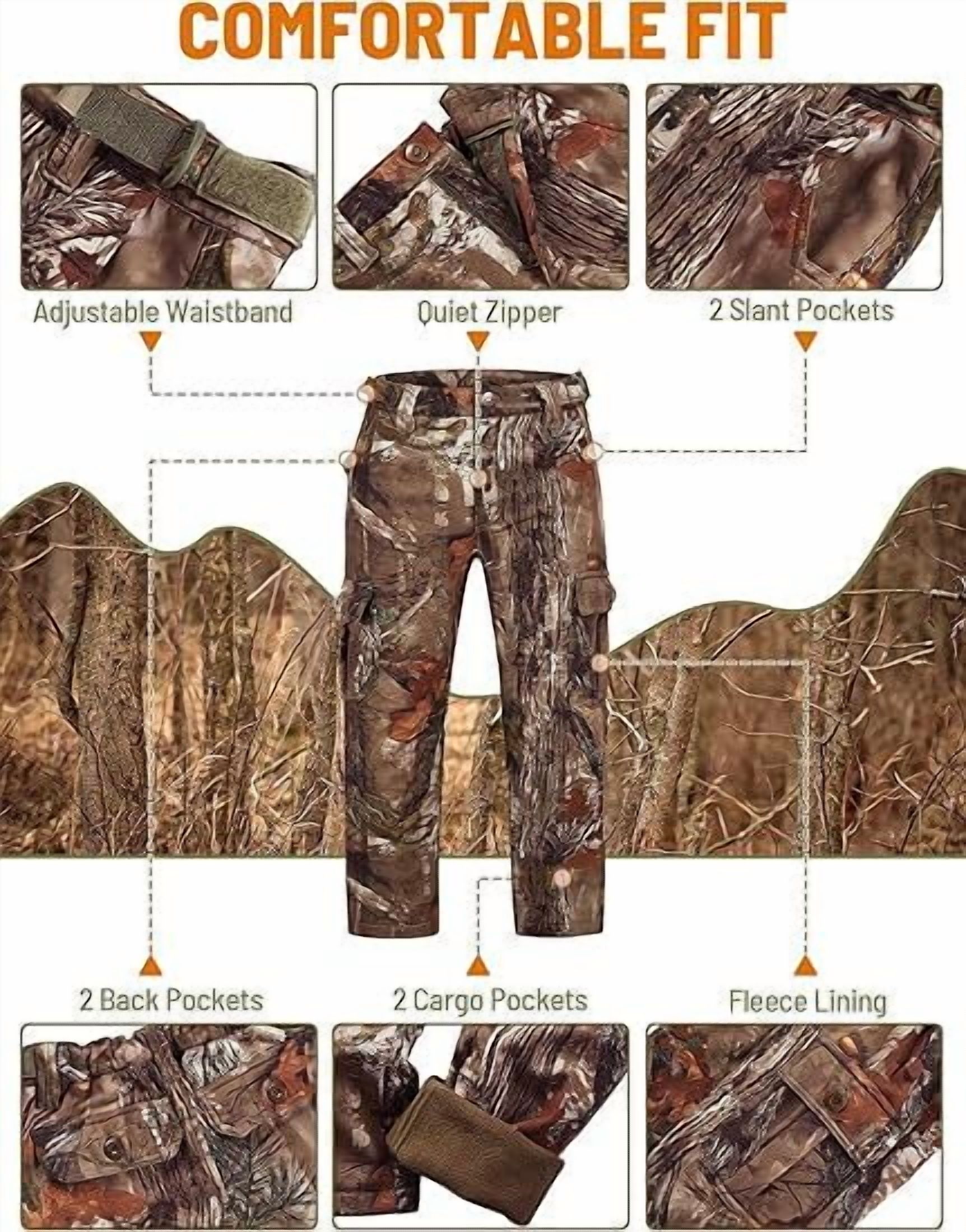 NEW VIEW Kids Camo Hunting Pants Silent, Youth Hunting Clothes for Cold Winter, Camouflage Hunting Pants for Boys & Girls