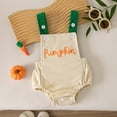 thumbnail image 2 of eczipvz Newborn Baby Girl Boy My First Christmas Outfit Corduroy Bubble Romper Overalls Letter Santa Hat Embroidery Sleeveless Jumpsuit Suspender Overall Beige,3-6 Months, 2 of 7