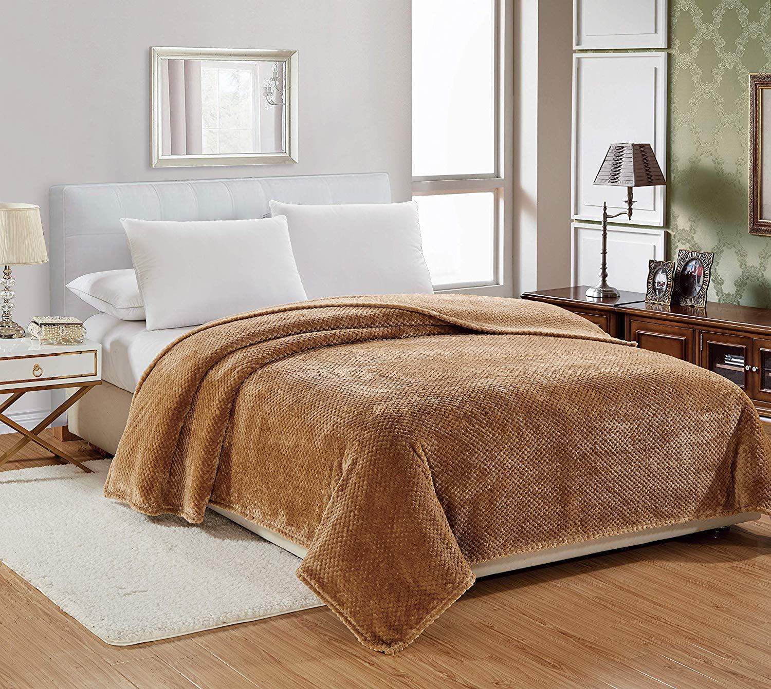 Noble House Microplush Popcorn Solid Blanket Full Grey