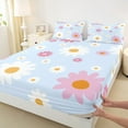 thumbnail image 3 of Feelyou Dreamy Blue Floral Full Size Sheets, Kawaii Daisy Groovy Flower Bed Sheets, Dreamy Princess Style Sheet Sets, Lightweight Room Decor, 4-Piece, 3 of 7