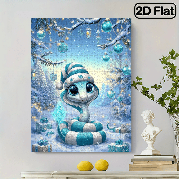 500pcs Large Adult Jigsaw Puzzle Suitable for DIY Brain with Cute Snake Snowflake Art - Portable Suitable for Birthdays, Christmas Gifts, Relax Challenge for Adults,, Families - Intermediate Level