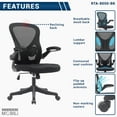 thumbnail image 4 of Techni Mobili Black Mesh Office Chair with Lumbar Support and Flip-Up Armrests, RTA-8050-BK, 4 of 15
