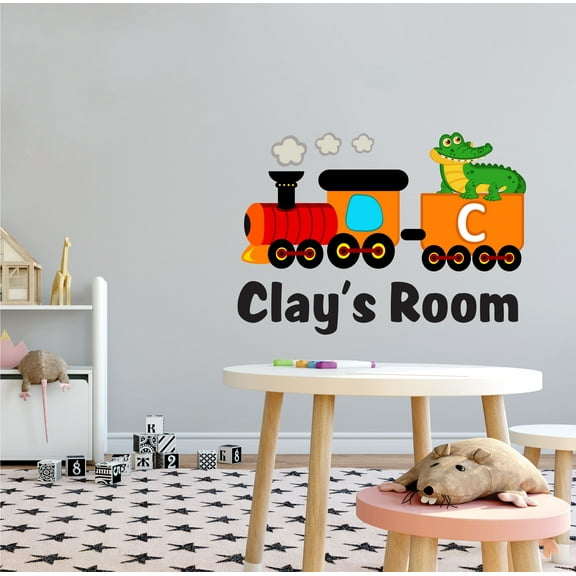 ALPHABET - Home Living Room Crocodile Train Décor Sticker Letter C Alphabet Design Multicolored Vinyl Adhesive Wall Decal - Removable Kids Nursery Bedroom Customized Name Wall Decoration 10" x 7"