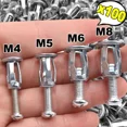 thumbnail image 1 of 100Pcs Expansion Nut Screw Set Round Head Cross Groove Petal Rivet for Hollow Iron Sheets Metal Surfaces, 1 of 6