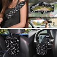 thumbnail image 4 of HUISEFOR 15 Packs Spider Web Car Seat Cover Full Set Non Slip Comfortable Steering Wheel Cover Seat Belt Cover Car Trash Can Air Vent Storage Bag Coasters Fit for Most Cars, Auto, SUVs, 4 of 7