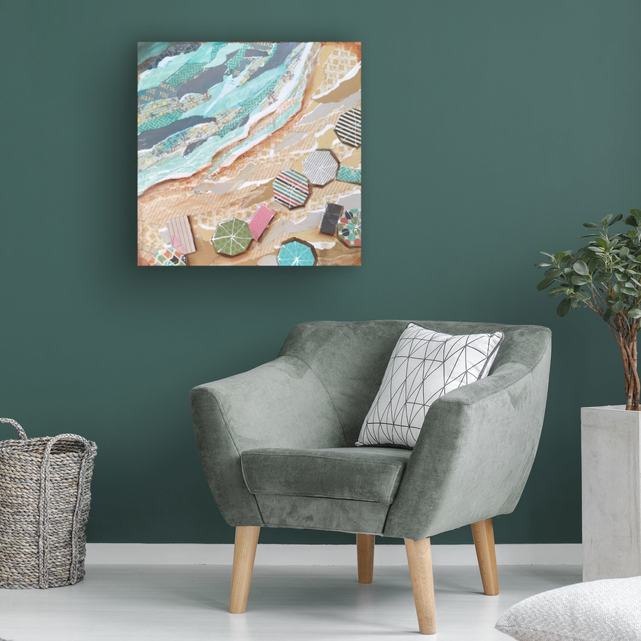 Canvas Wall Art - Christine Rotolo 'Mixed Media Beach Day' Wall Art for Living Room, Bedroom, or Office Décor by Trademark Fine Art - 35 x 35 Inches