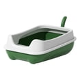 thumbnail image 4 of Caja de arena para gatos, bandeja de arena para gatos con borde, con arena protectora para gatitos Verde, 4 of 9