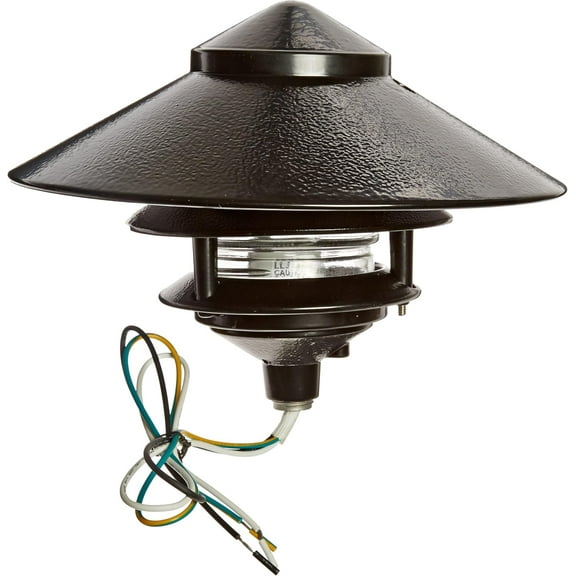RAB Lighting LL323B Incandescent 3 Tier Lawn Light with 10" Top, A-19 Type, 75W Power, 1220 Lumens, 120VAC, Black, Multicolor
