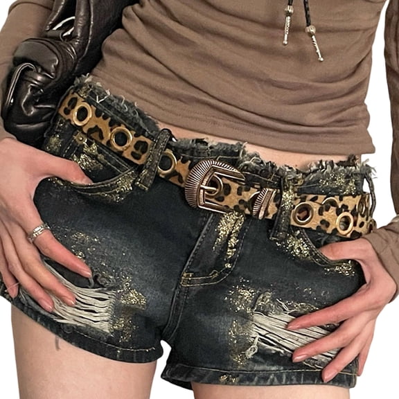 Leopards Print Belt Fashionable Thin Waist Belt Adjustable Women Waistband for Enhancing Everyday Outfits