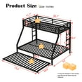 thumbnail image 2 of Twin XL over Queen Metal Bunk Bed with Twin Trundle, Heavy Duty Frame, Black, 2 of 8