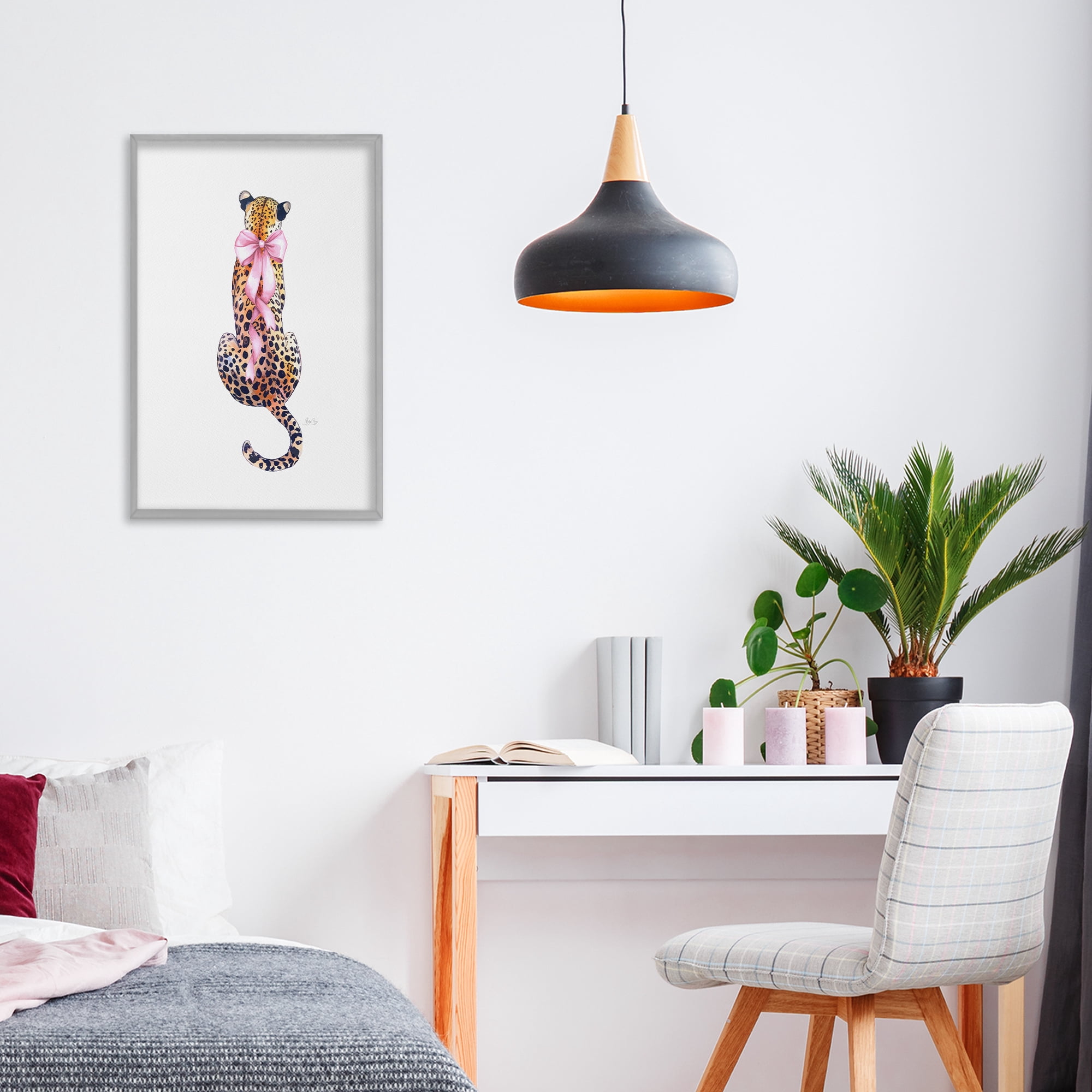 Stupell Industries Poised In Pink Cheetah Gray Framed Giclee Art, design by Shelly Craig