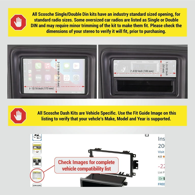 Scosche GMT0312DDCS Double DIN Dash Kit Compatible with Select