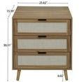 thumbnail image 3 of 23.6" Natural 3-Drawer Cabinet with Rattan Panels for Bedroom Walnut, 3 of 5