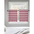 thumbnail image 5 of Plaid Red,Tier Curtains 36 Inch Length,Sheer Curtains for Bedroom Living Room Window Abstract Minimalistic Geometric Lattice Rod Pocket Drapes Kitchen Curtains Small Half Window 27.5"x36" 2 Panels, 5 of 7