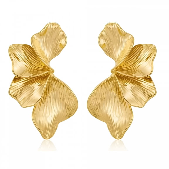 DESIGNICE Chunky Gold Hoop Earrings for Women Gold Plated Statement Flower Leaf Angel Wing Dangle Earrings Trendy Jewelry Gift