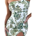 thumbnail image 5 of Musuos Women's Strapless Mini Dress Sleeveless Off Shoulder Floral Print Slit Hem Bodycon Short Dress Party Gown, 5 of 8