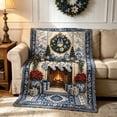 thumbnail image 4 of Christmas Throw Blanket, 51.2"x59.1" Blue and White Porcelain Printed Tapestry Blanket, Soft Cozy Lightweight Polyester Throw for Couch, Sofa, Bed and Festive Home Holiday Decor, 4 of 7