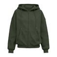 thumbnail image 5 of Womens Solid Hoodies Fall Fashion Casual Long Sleeve Hooded Jackets Loose Comfy Trendy Tops with Pockets, 5 of 8