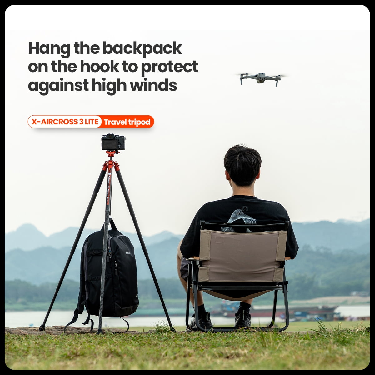 Fotopro 60" Carbon Fiber Tripod with Ball Head, 1.7 lbs Ultralight Travel Tripod for Camera DSLR, Max Load 22lbs,  X-Aircross 3 Lite, Slate Gray