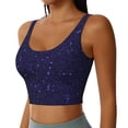 thumbnail image 2 of Fotbe Glittering Purple Starfield Pattern Womens' Sports Bra Longline Wirefree Padded with Medium Support Sports Moisture-Wicking Workou Vest,Tank Top-X-Large, 2 of 7