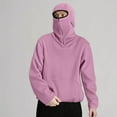 thumbnail image 2 of Men's Balaclava Hoodie Winter Half Zipper Hooded Sweatshirt with Pocket Wind Resistant Athletic Coat, 2 of 9