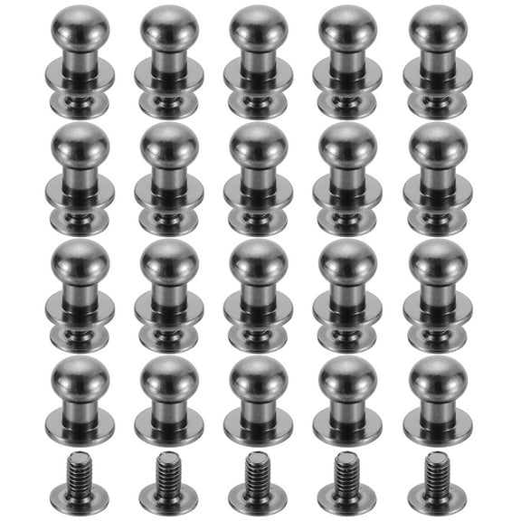 20Sets Brass Ball Head Stud Rivets, 8mm Screw Back Button Nipple Rivet Black