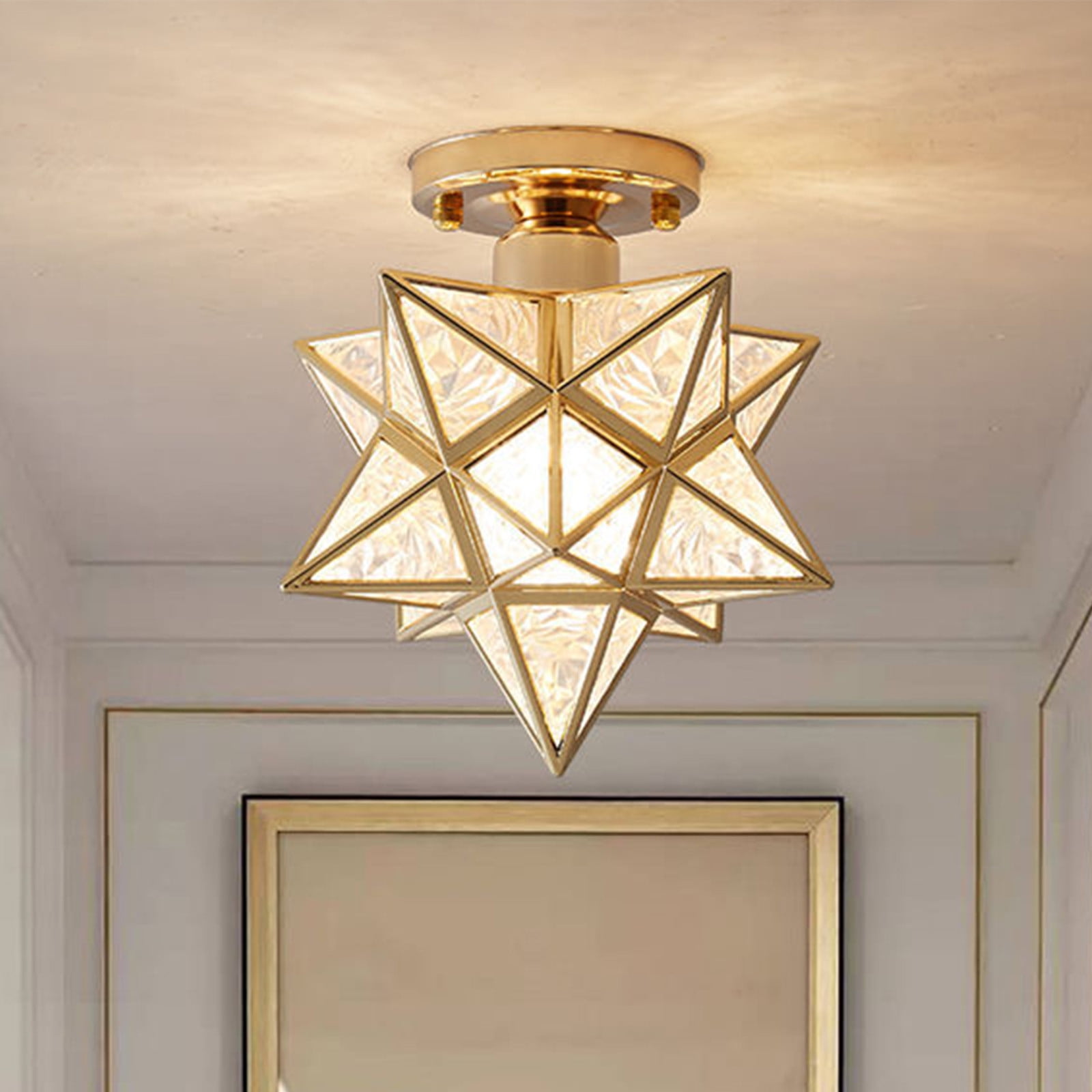 2 Packs Crystal Ceiling Light Fixture Modern Star Design with Warm Glow for Hallway Balcony Entryway PVC Material 25x20x20cm Easy Installation Home Decor Lighting