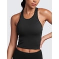 thumbnail image 2 of Top CRZ YOGA sin costuras acanalado cuello alto corto negro XS, 2 of 7