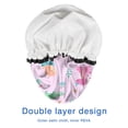 thumbnail image 4 of Shower Caps,Pink Cartoon Dinosaurs Cacti Pattern Waterproof Shower Cap for Women 4 Pieces,Double Reusable Hair Cover for Shower PEVA Elastic Stretch Hem, 4 of 7