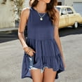 thumbnail image 3 of Mrat Womens Plus Size Tank Tops Womens Cute Peplum Tank Tops Dressy Casual Sleeveless Crewneck Tunic Blouses High Low Going out Tee Shirts S-417 Navy L, 3 of 7