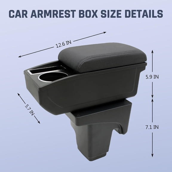 Car Armrest Box for Ford Focus 2012-2018 MK3 Auto Accessories Center Console Leather Arm Rest Double-Layer Storage Space with Cup Holder (Black Thread)