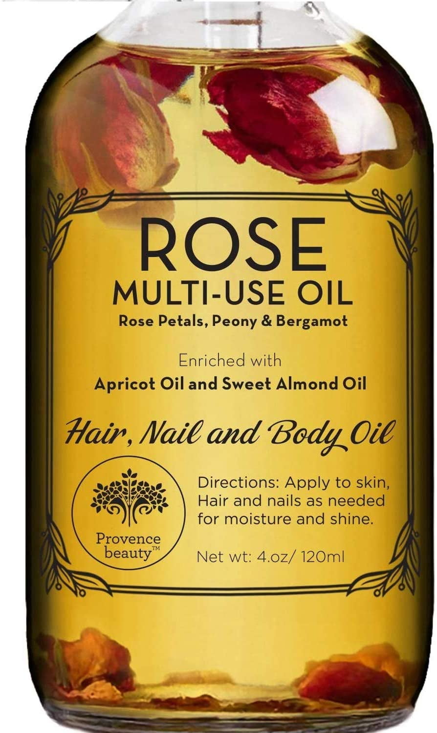 Provence Beauty Rose Petals Body Oil with Organic Peony Bergamot Vitamin E
