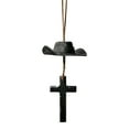 thumbnail image 2 of Cowboy Hat & Cross Car Charm, Rustic Cross & Cowboy Hat Ornament, Cowboy Boot Interior Pendant, Western Car Decor Charm, Rear View Mirror Accessories,Black, 2 of 9