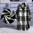 thumbnail image 7 of Annhoo Womens Long Trench Coat Single Breasted Checkered Long Sleeve Lapel Overcoat Fall Winter outerwear Jackets, 7 of 7