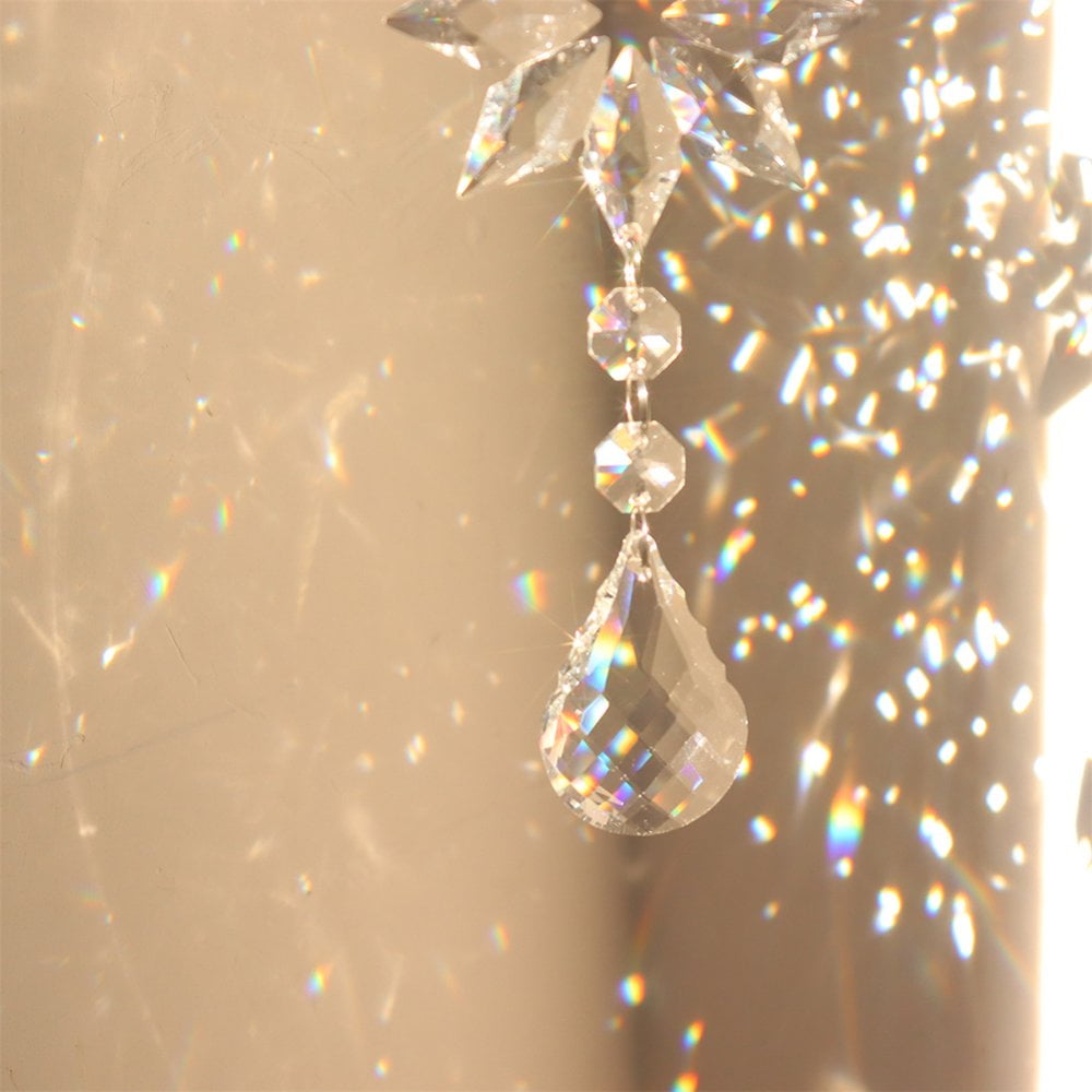 Attrape-rêves Flocon De Neige Avec Prisme - Décoration De Noël Colorée & Brillante - Pour Fenêtre, Jardin, Rideau - 27 Cm - 7