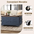 thumbnail image 5 of ANPOO 36" Movable Lift Top Coffee Table with Storage and Power Outlets, Farmhouse Square Coffee Table with Wheels & Large Hidden Space, Wooden Center Table for Living Room(Blue-Brown/36"), 5 of 9