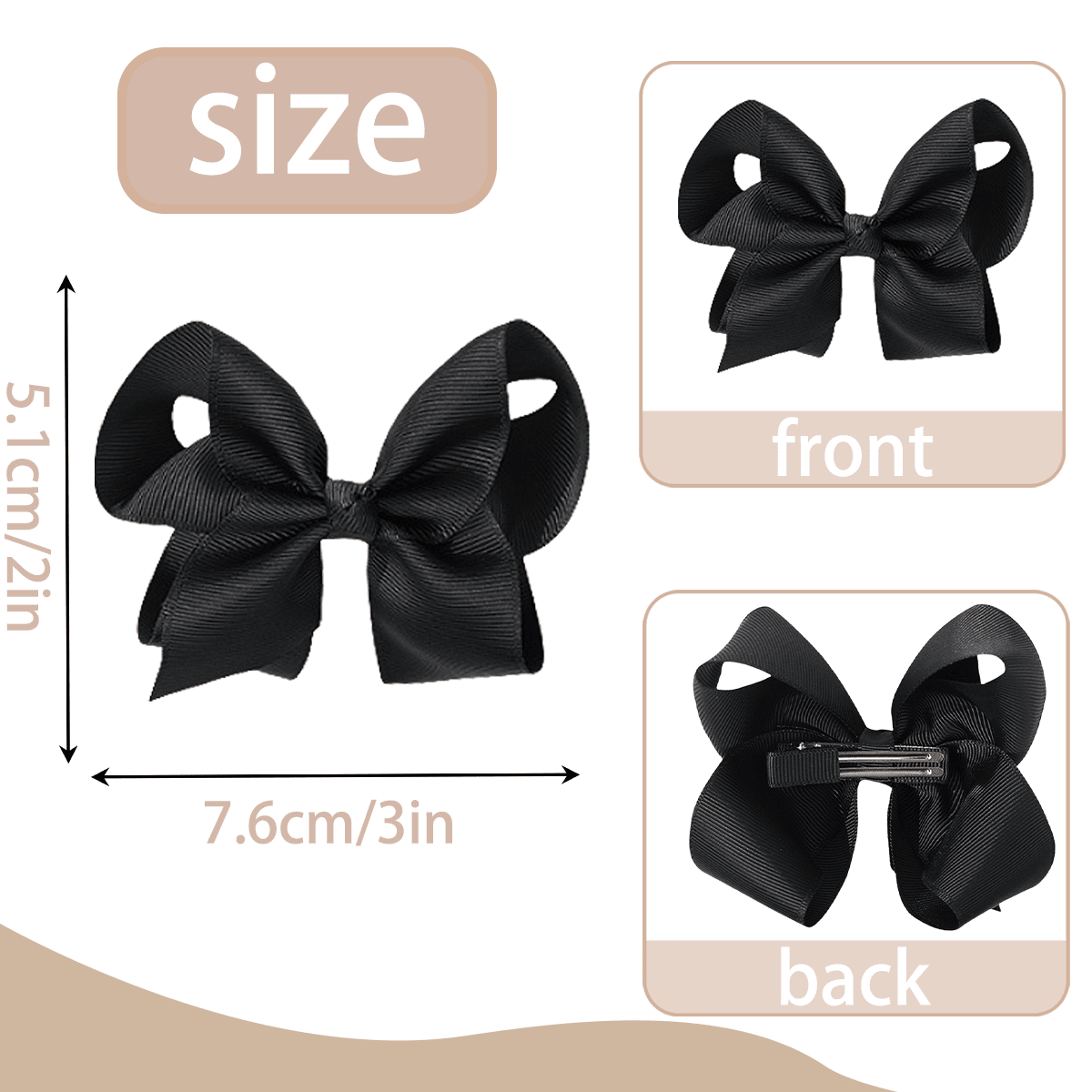 JoyBowie 12+12 Pack Small Ruffled Hair Bows & Small Black Hair Bows, Alligator Clips for Girls