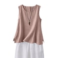 thumbnail image 5 of Nooxsoe Women Cotton Linen Sleeveless Tank Tops Sleeveless Camisole Scoop Neck Solid Boho Gauze Tops for Women Cropped Linen Tank Tops Wide Tank Tops for Women Sleeveless Tops for Women Gold L, 5 of 9