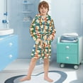 thumbnail image 5 of FORMRS Niños Bathrobe Unisex Hooded Robe Soft Plush Pajamas Sleepwear, Size 7-9T, Green Checkered Daisy, 5 of 7