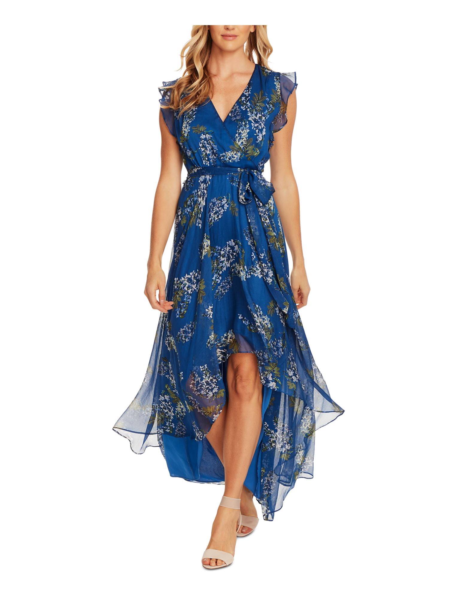 VINCE CAMUTO Womens Blue Floral V Neck 