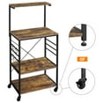 thumbnail image 5 of Yaheetech Kitchen Baker's Rack Storage Shelf on Wheels with Side Hooks, Rustic Brown, 5 of 9