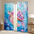 thumbnail image 2 of Homewish Pink Sea Turtle Black Out Curtains for Kid, Dreamy Groovy Flower Curtains Pack of 2 (42x63 Each), Blue Ocean Theme Bedroom Curtains, Living Room Curtains Decor, 2 of 6