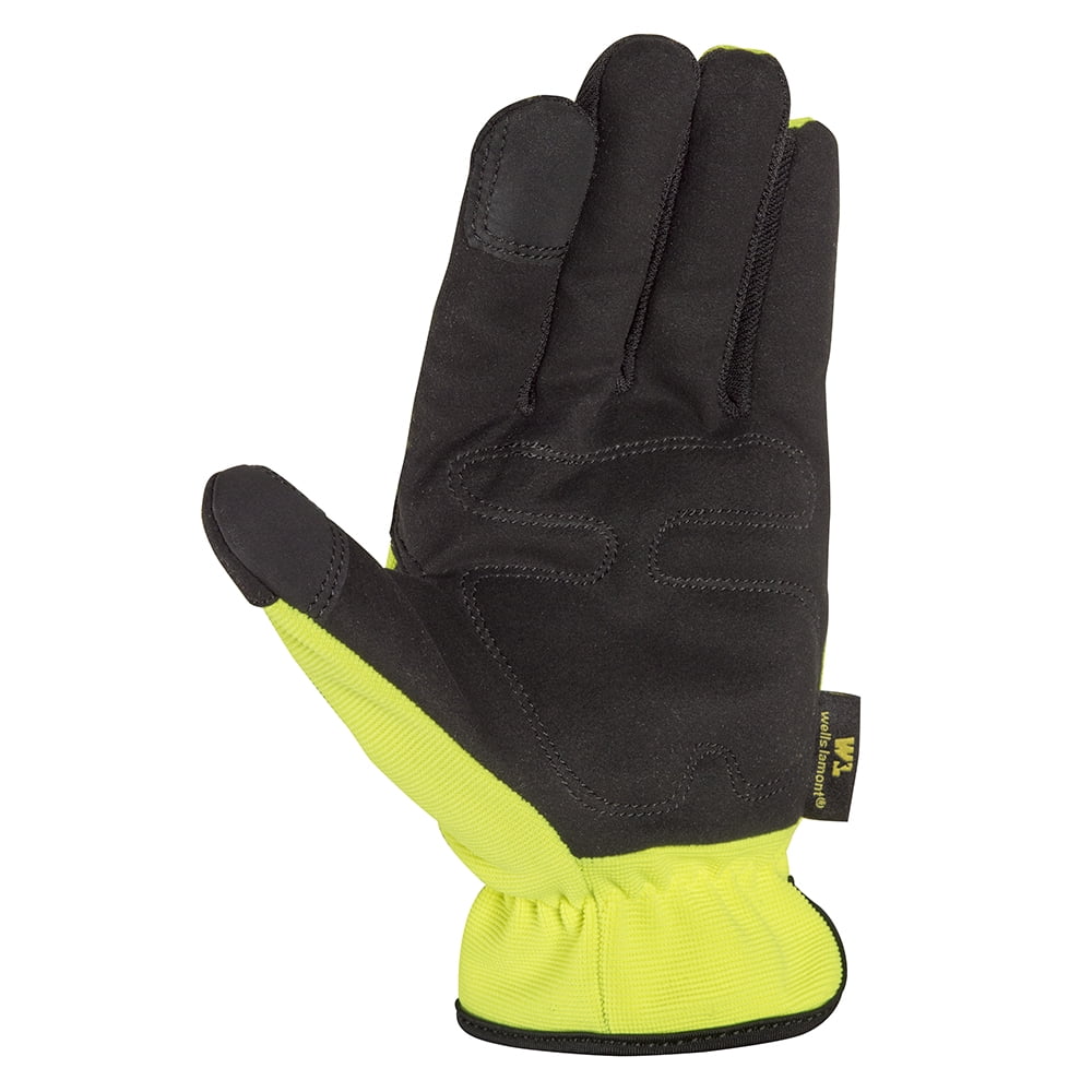 3-Pack Men's Utility Work Gloves, Synthetic Leather Palm, Spandex Back, Large (Wells Lamont 7713LF)