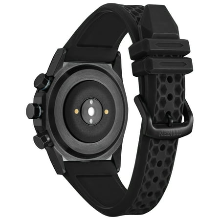 Citizen - CZ Smart 44mm Black IP Stainless Steel Case Hybrid Heart Rate Smartwatch with Silicone Strap - Black